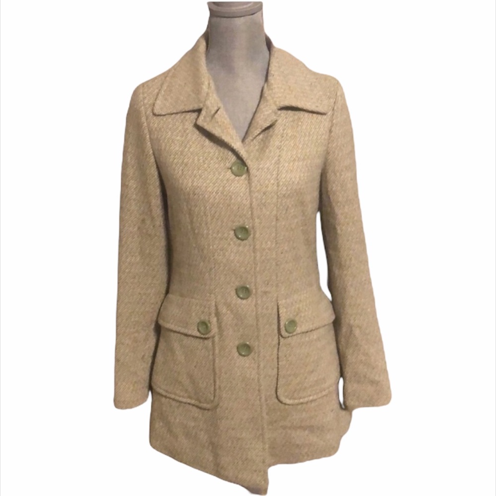 Forever 21 Green Pea Coat with Notched Lapel
